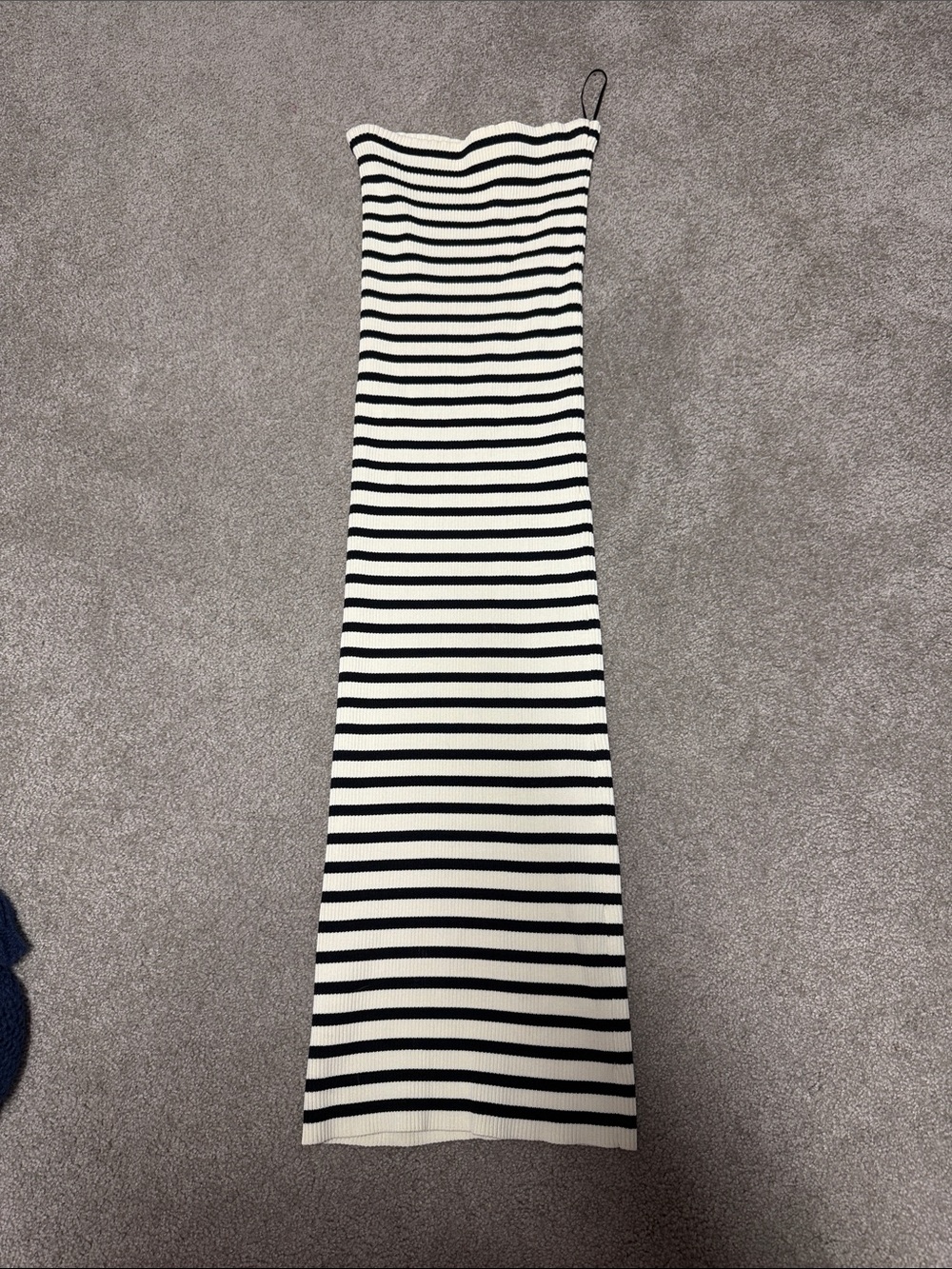 Zara Black and White Striped Strapless Knit Dress